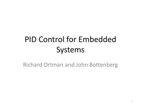 PID Control for Embedded Systems