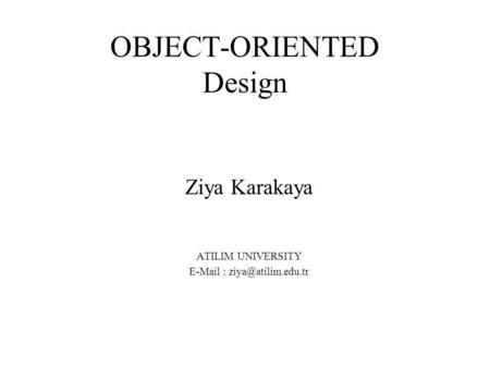 OBJECT-ORIENTED Design