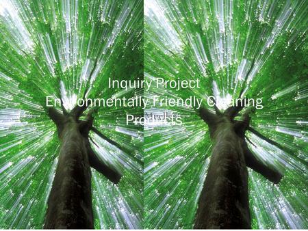 Lisa Mueller Inquiry Project Environmentally Friendly Cleaning Products.