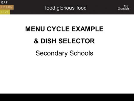 Food glorious food MENU CYCLE EXAMPLE & DISH SELECTOR Secondary Schools.