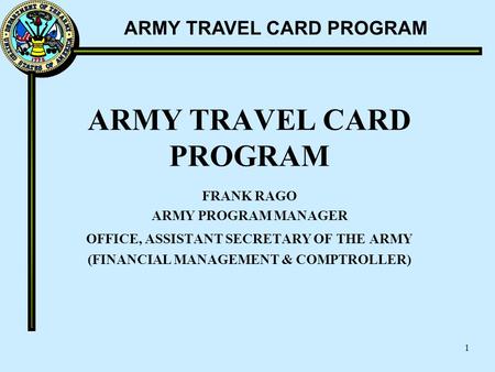 ARMY TRAVEL CARD PROGRAM
