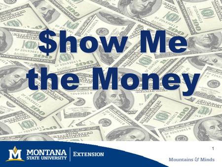 1 $how Me the Money. 2 Authors: Katelyn Andersen, MSU Ravalli County Extension Jane Wolery, MSU Teton County Extension Marsha Goetting, MSU Extension.