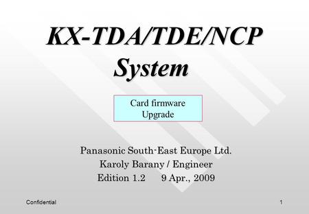 KX-TDA/TDE/NCP System