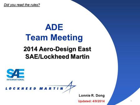 2014 Aero-Design East SAE/Lockheed Martin