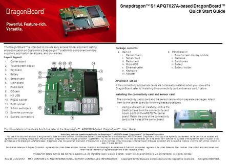 Snapdragon™ S1 APQ7027A-based DragonBoard™ Quick Start Guide