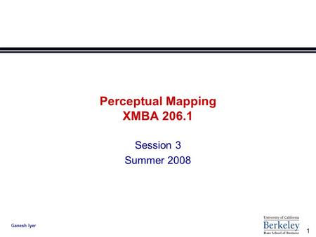 1 Ganesh Iyer Perceptual Mapping XMBA 206.1 Session 3 Summer 2008.