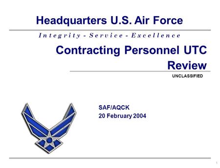Contracting Personnel UTC Review