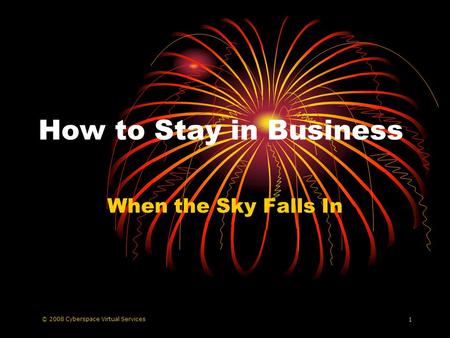 © 2008 Cyberspace Virtual Services 1 How to Stay in Business When the Sky Falls In.