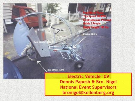Electric Vehicle 09 Dennis Papesh & Bro. Nigel National Event Supervisors