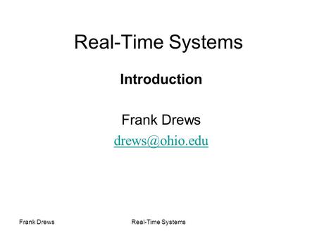 Introduction Frank Drews