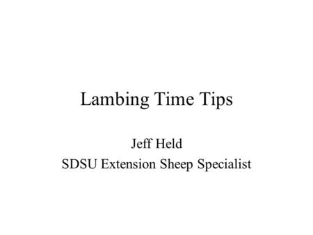 Jeff Held SDSU Extension Sheep Specialist