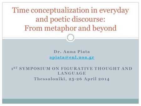 1st Symposium on figurative thought and language