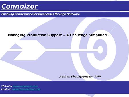 Connoizor Enabling Performance for Businesses through Software Website:  Contact: