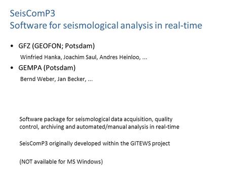 Software for seismological analysis in real-time