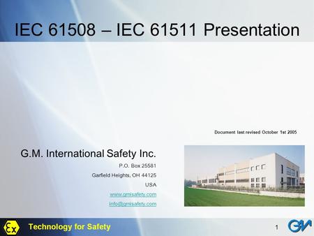 IEC – IEC Presentation G.M. International Safety Inc.