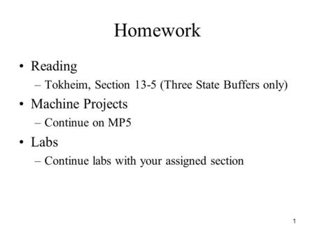 Homework Reading Machine Projects Labs