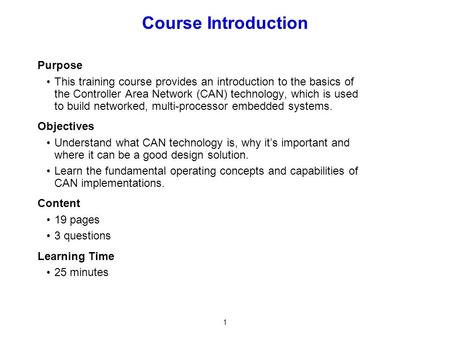 Course Introduction Purpose