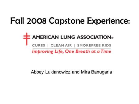 Fall 2008 Capstone Experience: Abbey Lukianowicz and Mira Banugaria.