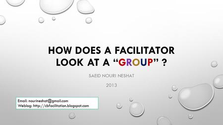 HOW DOES A FACILITATOR LOOK AT A GROUP ? SAEID NOURI NESHAT 2013   Weblog: