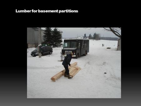 Lumber for basement partitions. Material for basement partitions.