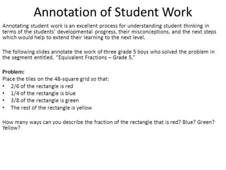 Annotation of Student Work