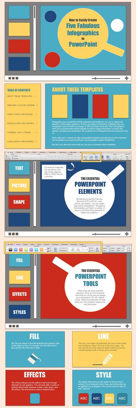 FILL LINE EFFECTS STYLE Five Fabulous Infographics PowerPoint