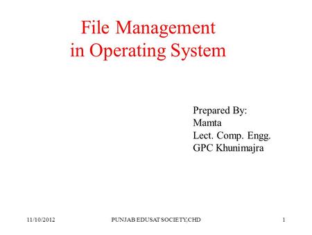 File Management in Operating System
