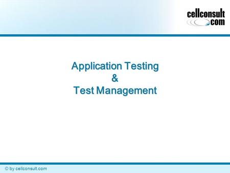 © by cellconsult.com Application Testing & Test Management.