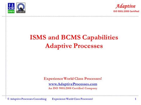 ISMS and BCMS Capabilities Adaptive Processes