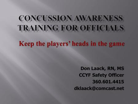 Concussion awareness Training for officials