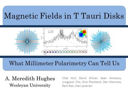 Magnetic Fields in T Tauri Disks A. Meredith Hughes Wesleyan University What Millimeter Polarimetry Can Tell Us Chat Hull, David Wilner, Sean Andrews,