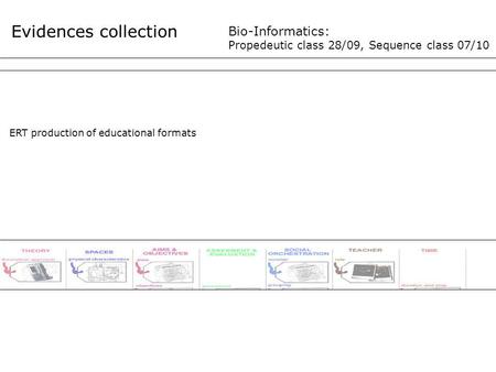 Evidences collection Bio-Informatics: Propedeutic class 28/09, Sequence class 07/10 ERT production of educational formats.