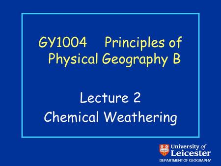 GY1004 Principles of Physical Geography B