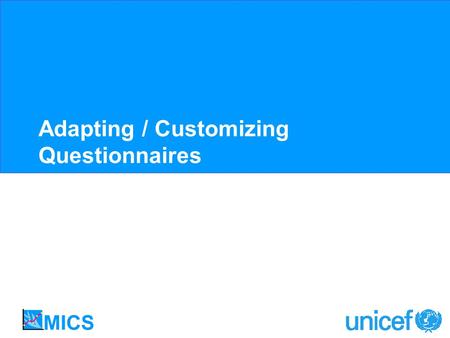 Adapting / Customizing Questionnaires. Customization No single model questionnaire can represent all human experience around the globe Customization will.