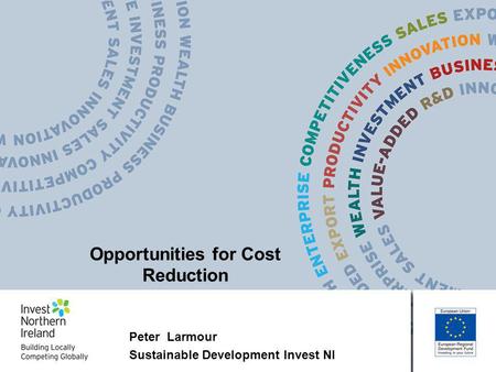 Peter Larmour Sustainable Development Invest NI Opportunities for Cost Reduction.