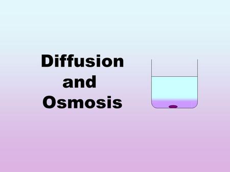 Diffusion and Osmosis.