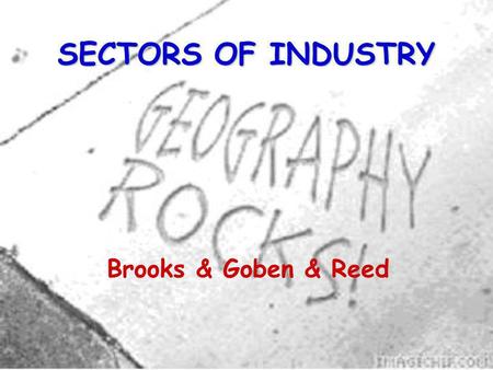 SECTORS OF INDUSTRY Brooks & Goben & Reed. 2 Industry is the sector of the economy concerned with the production of goods and services.