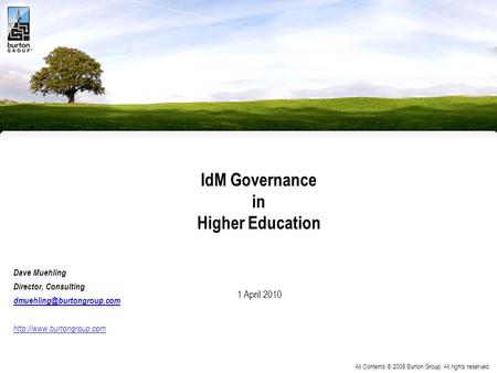 IdM Governance in Higher Education