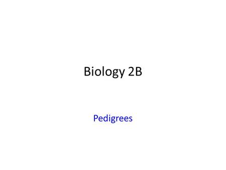 Biology 2B Pedigrees.