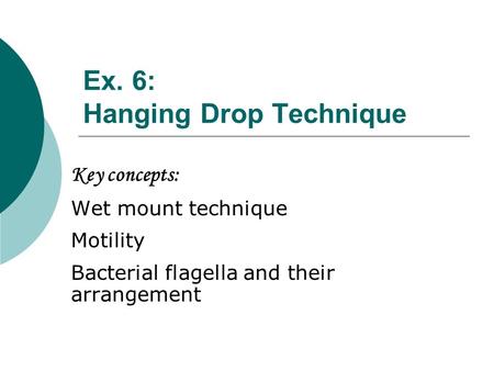 Ex. 6: Hanging Drop Technique