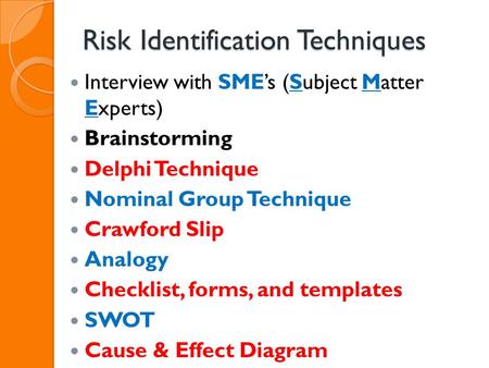 Risk Identification Techniques