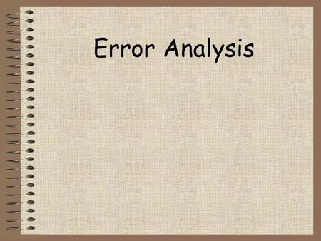 Error Analysis.