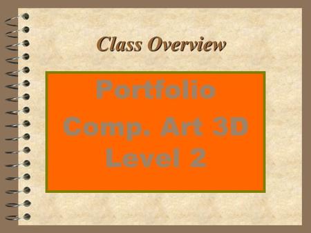 Class Overview Portfolio Comp. Art 3D Level 2. Mrs. Goepper, Instructor 4 1999 P.H.S. Teacher of the Year 4 1999 P.T.S.A. Humanitarian award 4 1994 P.H.S.