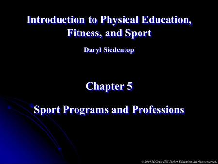 Sport Programs and Professions