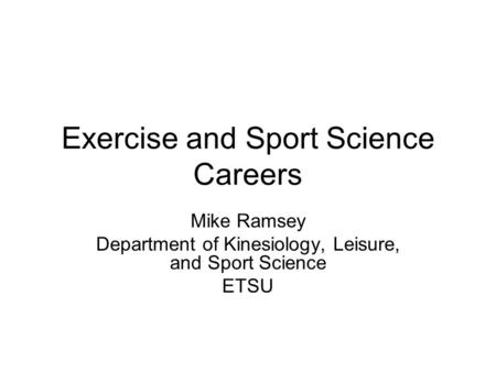 Exercise and Sport Science Careers