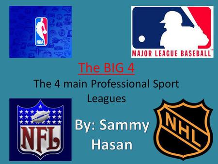 The BIG 4 The 4 main Professional Sport Leagues. Commissioner: Roger Goodell 16 Game Season Football is played during the Fall season and finishing in.