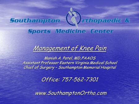 Management of Knee Pain