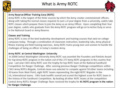 What is Army ROTC Army Reserve Officer Training Corp (ROTC)