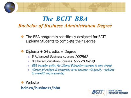 The BCIT BBA Bachelor of Business Administration Degree
