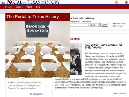 The Portal to Texas History Basic Search Tutorial Click to Begin.